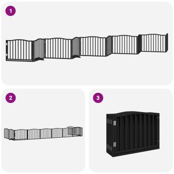 Dog Gate with Door - Foldable 10 Panels Black 800 cm | Hipo Market