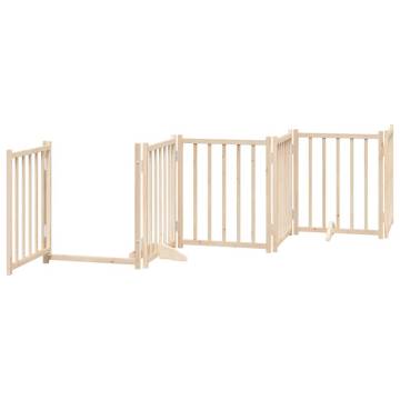 Dog Gate with Door - Foldable 15 Panels - 750 cm Poplar Wood