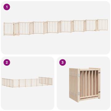 Dog Gate with Door - Foldable 15 Panels - 750 cm Poplar Wood