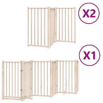 Foldable Dog Gate with Door - 12 Panels, 600 cm Poplar Wood