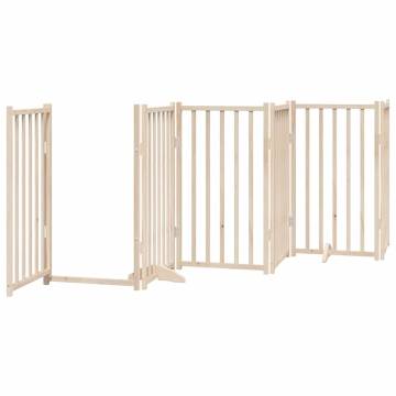 Foldable Dog Gate with Door - 12 Panels, 600 cm Poplar Wood