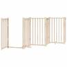 Foldable Dog Gate with Door - 12 Panels, 600 cm Poplar Wood