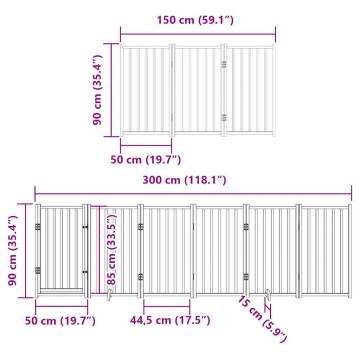 Foldable Dog Gate with Door - 12 Panels, 600 cm Poplar Wood