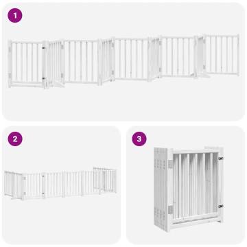 Foldable Dog Gate with Door - 9 Panels White 450 cm | HipoMarket