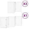 Dog Gate with Door - Foldable 15 Panels White Poplar Wood