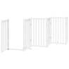 Dog Gate with Door - Foldable 15 Panels White Poplar Wood