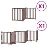 Dog Gate with Door - Foldable 9 Panels Brown 450 cm Poplar Wood