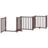 Dog Gate with Door - Foldable 9 Panels Brown 450 cm Poplar Wood