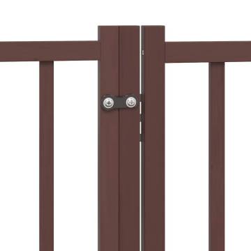 Dog Gate with Door - Foldable 9 Panels Brown 450 cm Poplar Wood