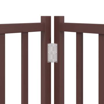 Dog Gate with Door - Foldable 9 Panels Brown 450 cm Poplar Wood