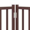 Dog Gate with Door - Foldable 9 Panels Brown 450 cm Poplar Wood