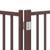 Dog Gate with Door - Foldable 9 Panels Brown 450 cm Poplar Wood