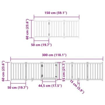 Dog Gate with Door - Foldable 9 Panels Brown 450 cm Poplar Wood