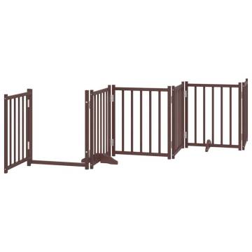 Dog Gate with Door - Foldable 15 Panels Brown 750 cm