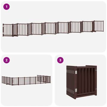 Dog Gate with Door - Foldable 15 Panels Brown 750 cm