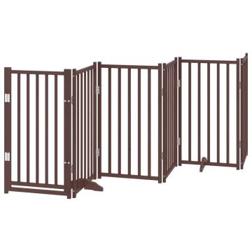 Dog Gate with Door - 15 Panels, Foldable, Brown - 750 cm