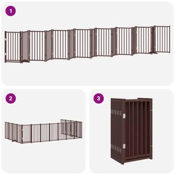 Dog Gate with Door - 15 Panels, Foldable, Brown - 750 cm