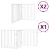 Foldable Dog Gate with Door - 640 cm White Poplar Wood