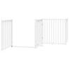 Foldable Dog Gate with Door - 640 cm White Poplar Wood