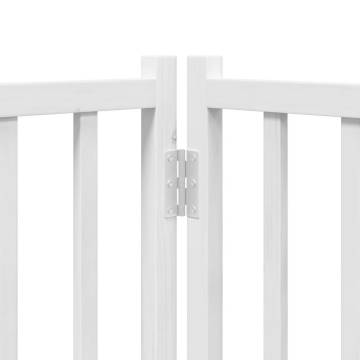 Foldable Dog Gate with Door - 640 cm White Poplar Wood