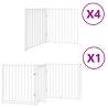 Foldable Dog Gate with Door - 960 cm White Poplar Wood