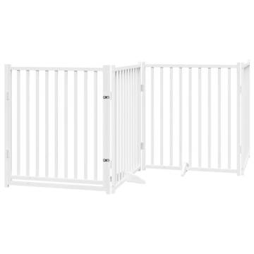 Foldable Dog Gate with Door - 960 cm White Poplar Wood