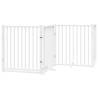 Foldable Dog Gate with Door - 960 cm White Poplar Wood