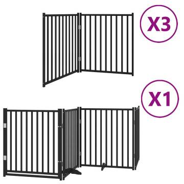 Dog Gate with Door - 10 Panels, Foldable, Black 800 cm