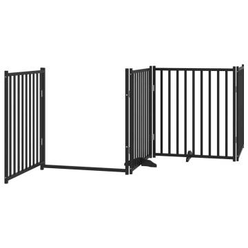 Dog Gate with Door - 10 Panels, Foldable, Black 800 cm