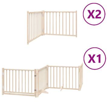 Foldable 8 Panel Dog Gate with Door - 640 cm Poplar Wood