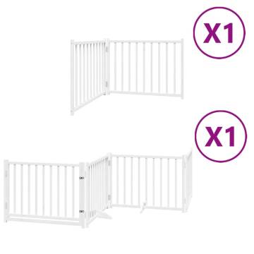 Dog Gate with Door - Foldable 6 Panels, 480 cm White Wood