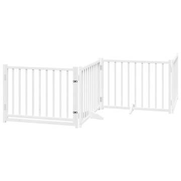 Dog Gate with Door - Foldable 6 Panels, 480 cm White Wood