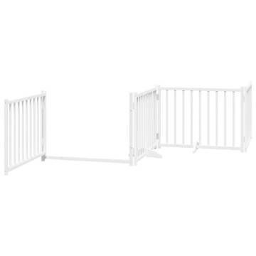 Dog Gate with Door - Foldable 6 Panels, 480 cm White Wood