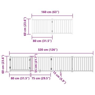 Dog Gate with Door - Foldable 6 Panels, 480 cm White Wood