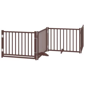 Dog Gate with Door - 12 Panels Foldable Brown 960 cm | HipoMarket