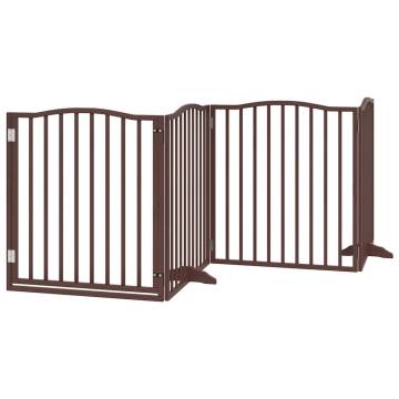 Dog Gate with Door - Foldable 8 Panels in Brown | Hipo Market