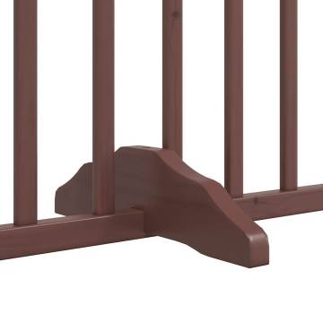 Dog Gate with Door - Foldable 8 Panels in Brown | Hipo Market