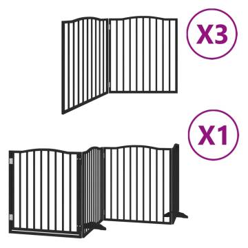 Foldable Dog Gate with Door - 10 Panels, 800 cm, Black