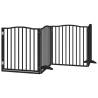 Foldable Dog Gate with Door - 10 Panels, 800 cm, Black