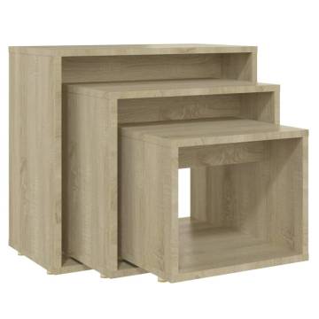 Nesting Tables Set - 3 pcs Sonoma Oak Engineered Wood