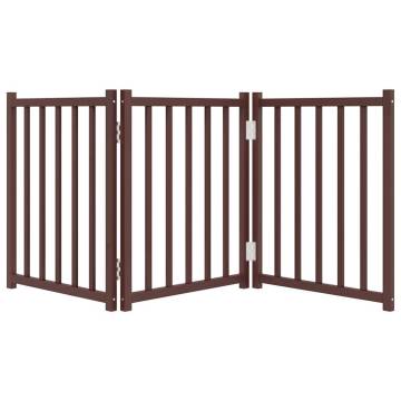 Dog Gate Foldable 3 Panels Brown Oak | Solid Wood Fir - HipoMarket