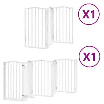 Foldable Dog Gate with Door - 9 Panels, 450 cm Poplar Wood