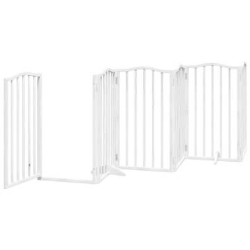 Foldable Dog Gate with Door - 9 Panels, 450 cm Poplar Wood