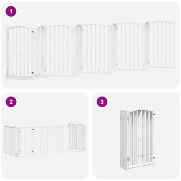 Foldable Dog Gate with Door - 9 Panels, 450 cm Poplar Wood