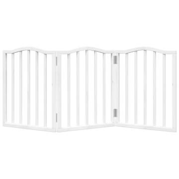 Foldable 3 Panel Dog Gate - White Poplar Wood 150 cm