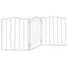 Foldable 3 Panel Dog Gate - White Poplar Wood 150 cm