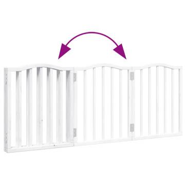 Foldable 3 Panel Dog Gate - White Poplar Wood 150 cm