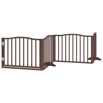 Dog Gate with Door - Foldable 6 Panels - Brown 480 cm