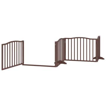 Dog Gate with Door - Foldable 6 Panels - Brown 480 cm