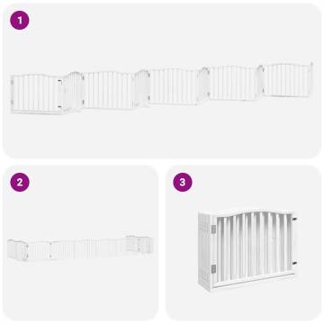 Foldable Dog Gate with Door - 10 Panels, 800 cm White